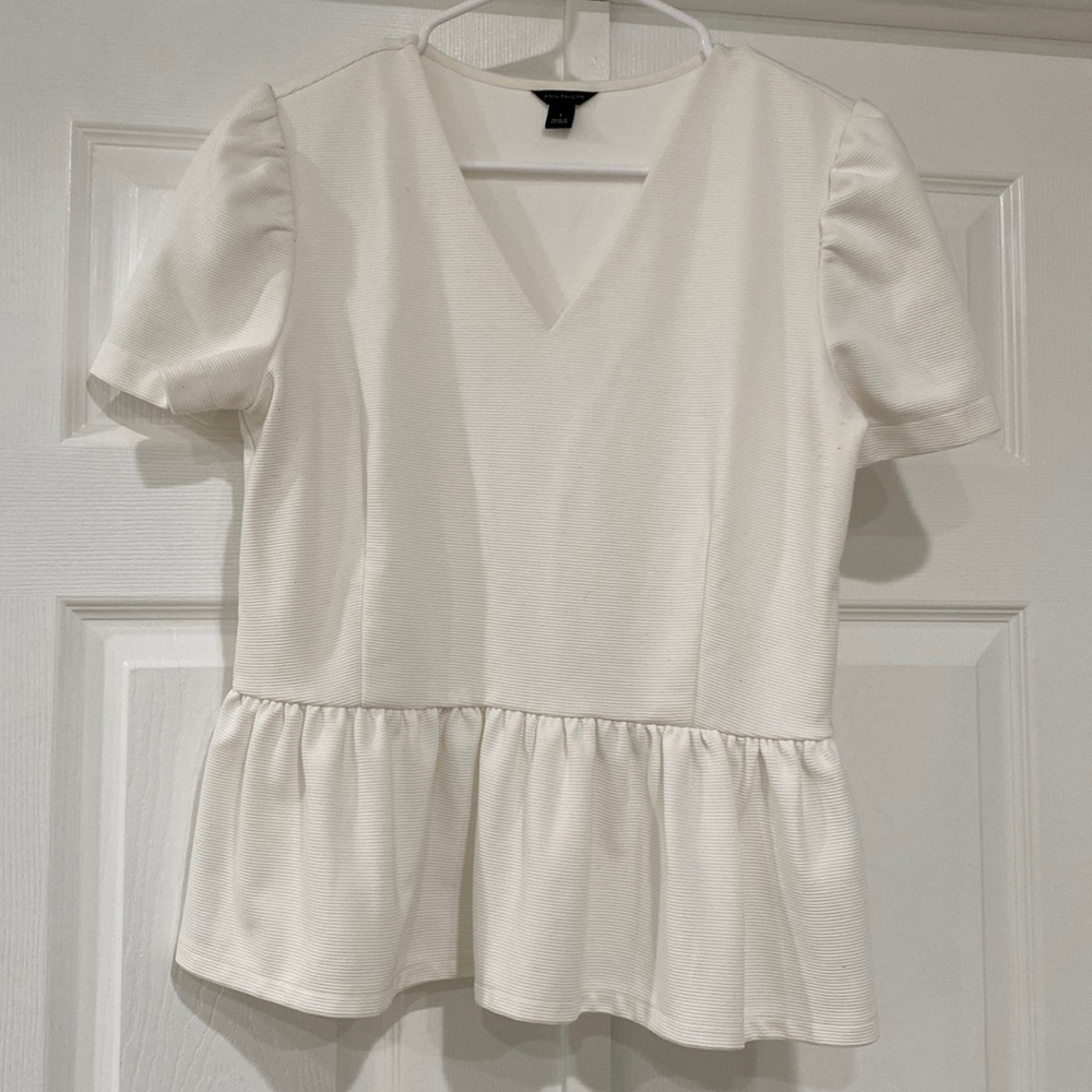 Ann Taylor White Peplum Blouse